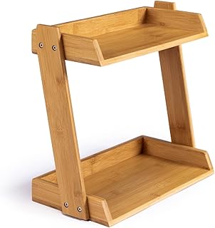 Small bamboo 2-layer organizer for cosmetics and accessories