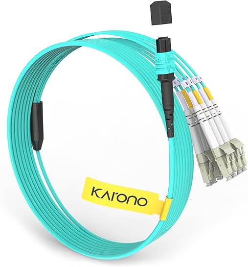 23ft OM3 Aqua MPO/MTP to 8 LC Fiber Cable