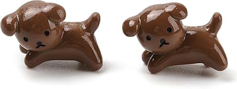 Mini Brown Dog Resin Cabochons for Crafts and Jewelry