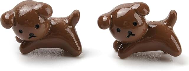 Mini Brown Dog Resin Cabochons for Crafts and Jewelry