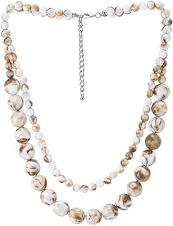 Layered Marbled Bead Necklace for Women
