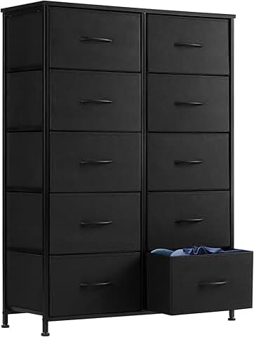 Dresser with 10 Storage Drawers and Wooden Top