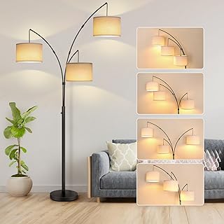 Modern Black 3-Light Arc Floor Lamp for Living Room