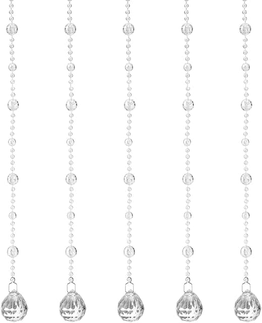 10 Clear Acrylic Crystal Bead Strands for Decor and Crafts