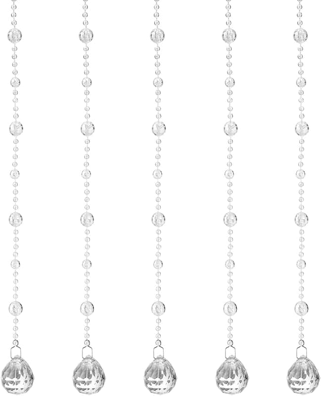 10 Clear Acrylic Crystal Bead Strands for Decor and Crafts