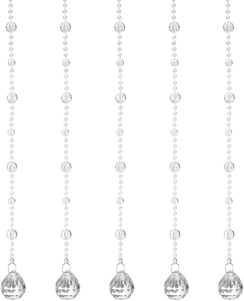 10 Clear Acrylic Crystal Bead Strands for Decor and Crafts
