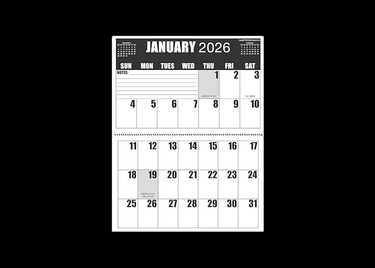 Large Print 13-Month Calendar for Wall, 22" x 17"