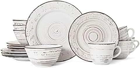 White 16-Piece Stoneware Dinnerware Set for Four