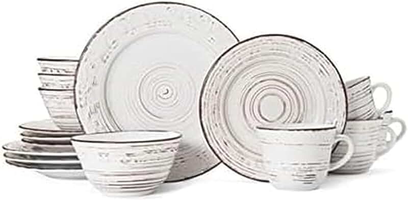 White 16-Piece Stoneware Dinnerware Set for Four