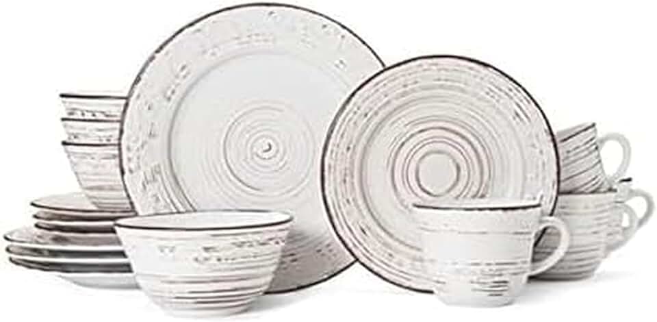 White 16-Piece Stoneware Dinnerware Set for Four