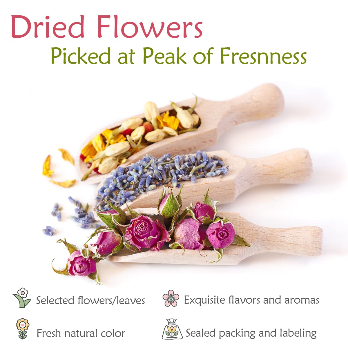 21-Piece Dried Flower Assortment for Candle, Soap, Bath, Jewelry
