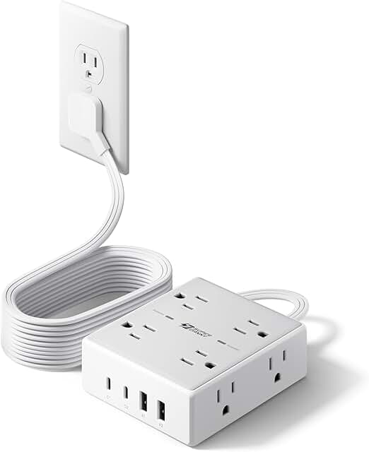 10Ft Extension Cord with Multiple Outlets and USB Ports