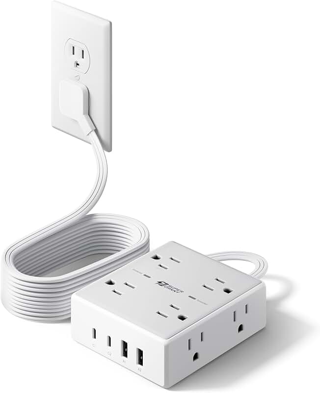 10Ft Extension Cord with Multiple Outlets and USB Ports