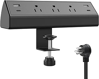 Desk Clamp Power Strip with Fast Charging and Surge Protection