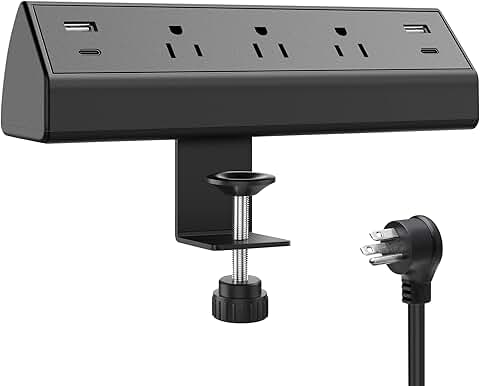Desk Clamp Power Strip with Fast Charging and Surge Protection