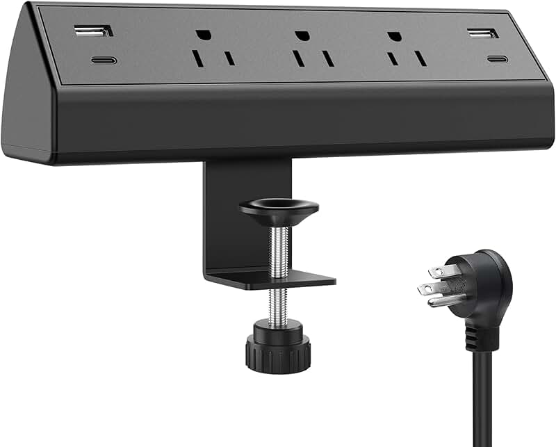 Desk Clamp Power Strip with Fast Charging and Surge Protection