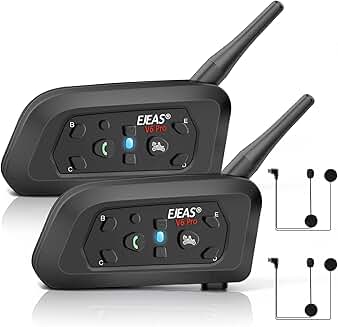 Motorcycle Helmet Bluetooth Headset V6 Pro, 2-Pack