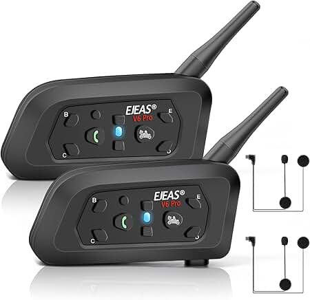 Motorcycle Helmet Bluetooth Headset V6 Pro, 2-Pack
