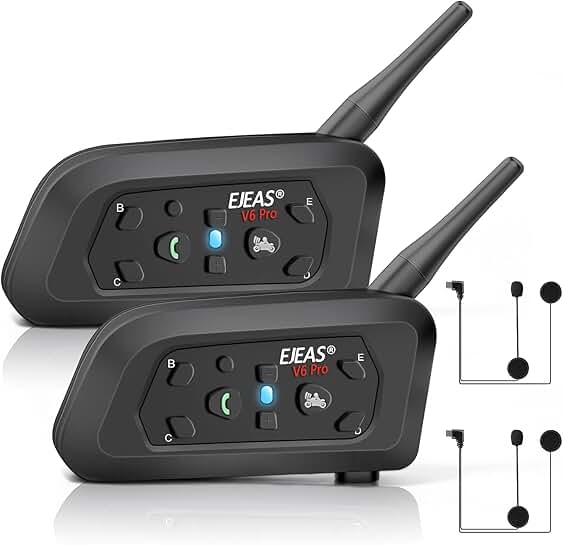 Motorcycle Helmet Bluetooth Headset V6 Pro, 2-Pack