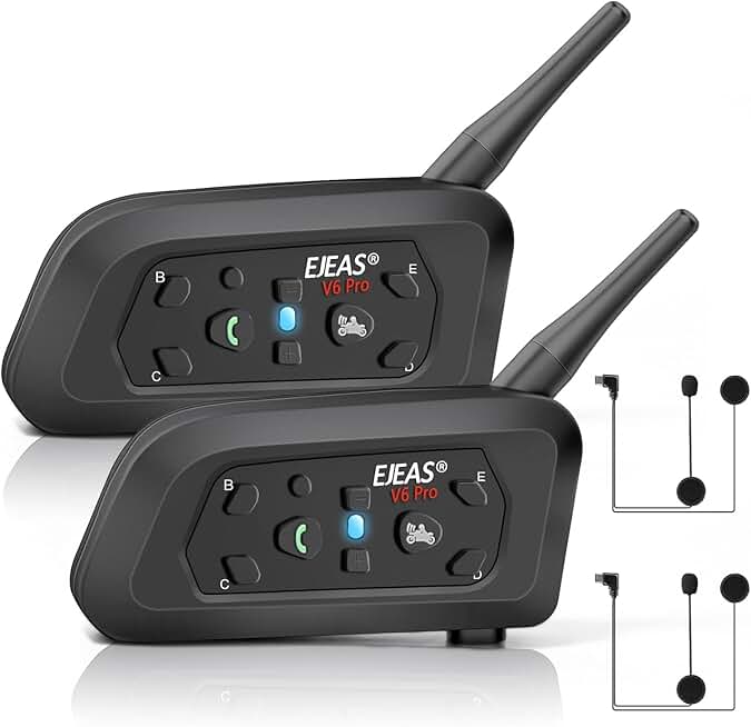 Motorcycle Helmet Bluetooth Headset V6 Pro, 2-Pack