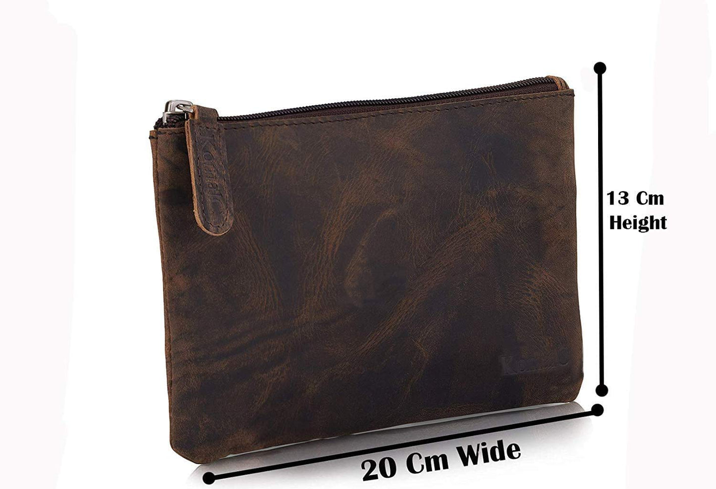 Leather zippered pencil case for artists and office use