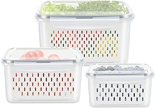 Set of three fridge fruit and vegetable storage containers