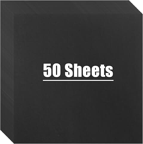 Black cardstock paper, 50 sheets, 12x12 inches, 230GSM