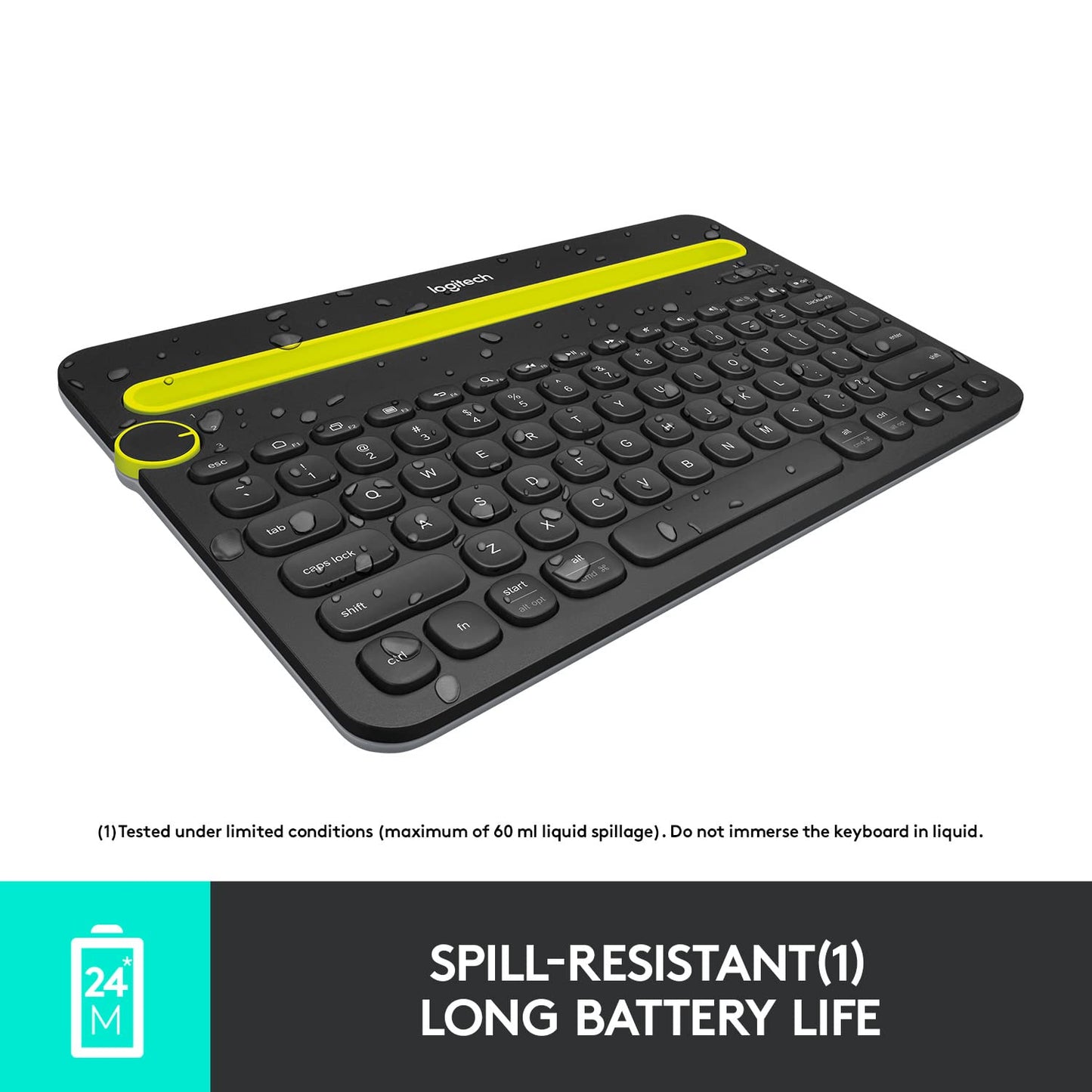 K480 Wireless Multi-Device Keyboard for Windows, macOS, iPadOS, Android or Chrome OS, Bluetooth, Compact, Compatible with PC, Mac, Laptop, Smartphone, Tablet - Black