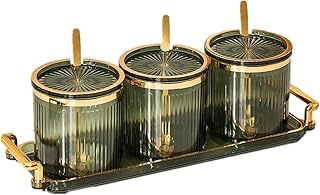 Acrylic Spice Jars with Lids, Spoons, and Tray (3 Pack)