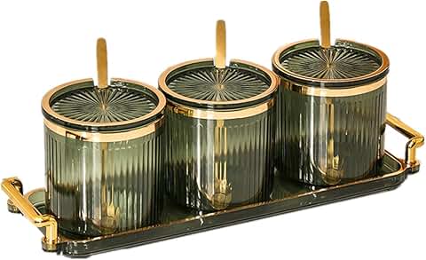 Acrylic Spice Jars with Lids, Spoons, and Tray (3 Pack)