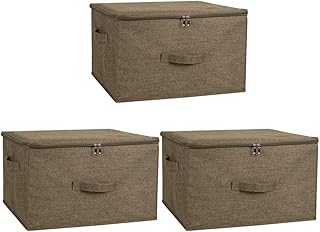 Three large fabric storage bins with zipper lids