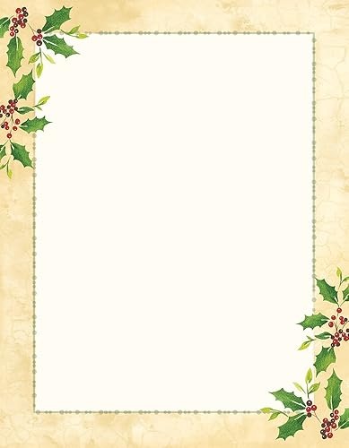 Falling Holly Imprintable Stationery, 8.5" x 11", Pack of 80