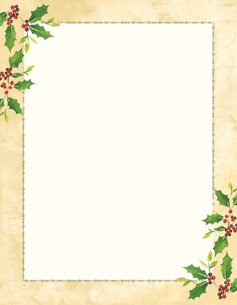 Falling Holly Imprintable Stationery, 8.5" x 11", Pack of 80