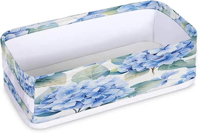 Blue Hydrangea Bathroom Storage Basket with Handles