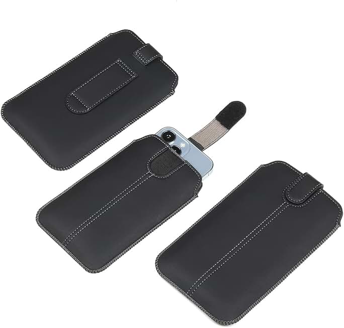 Slim Faux Leather Phone Sleeve with Belt Loop for iPhone and Samsung
