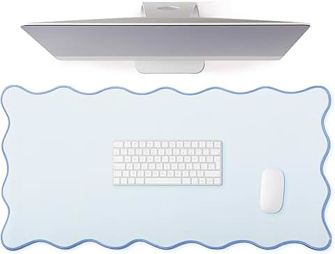 Large scalloped edge desk mat, waterproof and nonslip