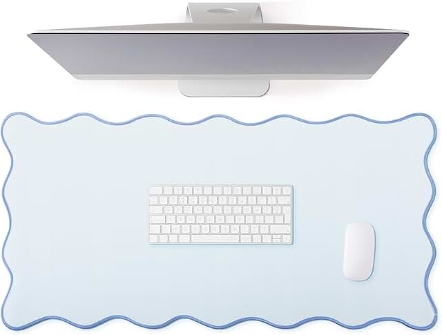 Large scalloped edge desk mat, waterproof and nonslip