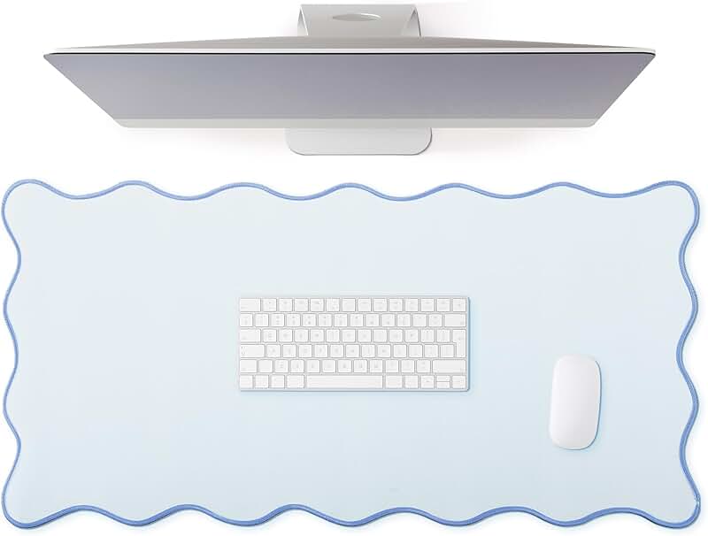 Large scalloped edge desk mat, waterproof and nonslip