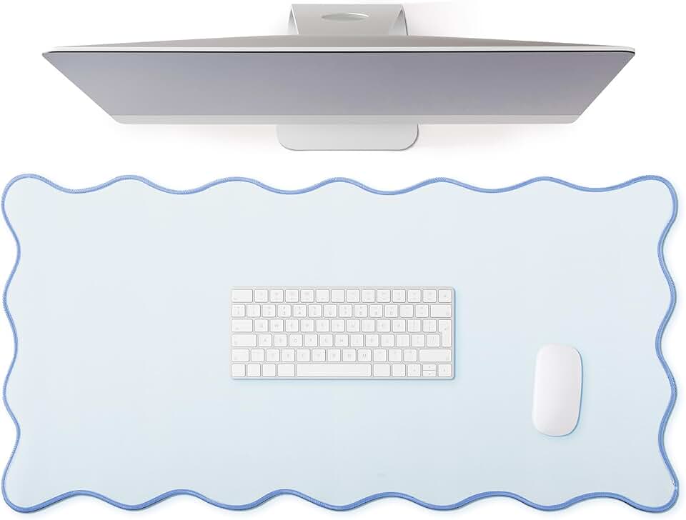 Large scalloped edge desk mat, waterproof and nonslip