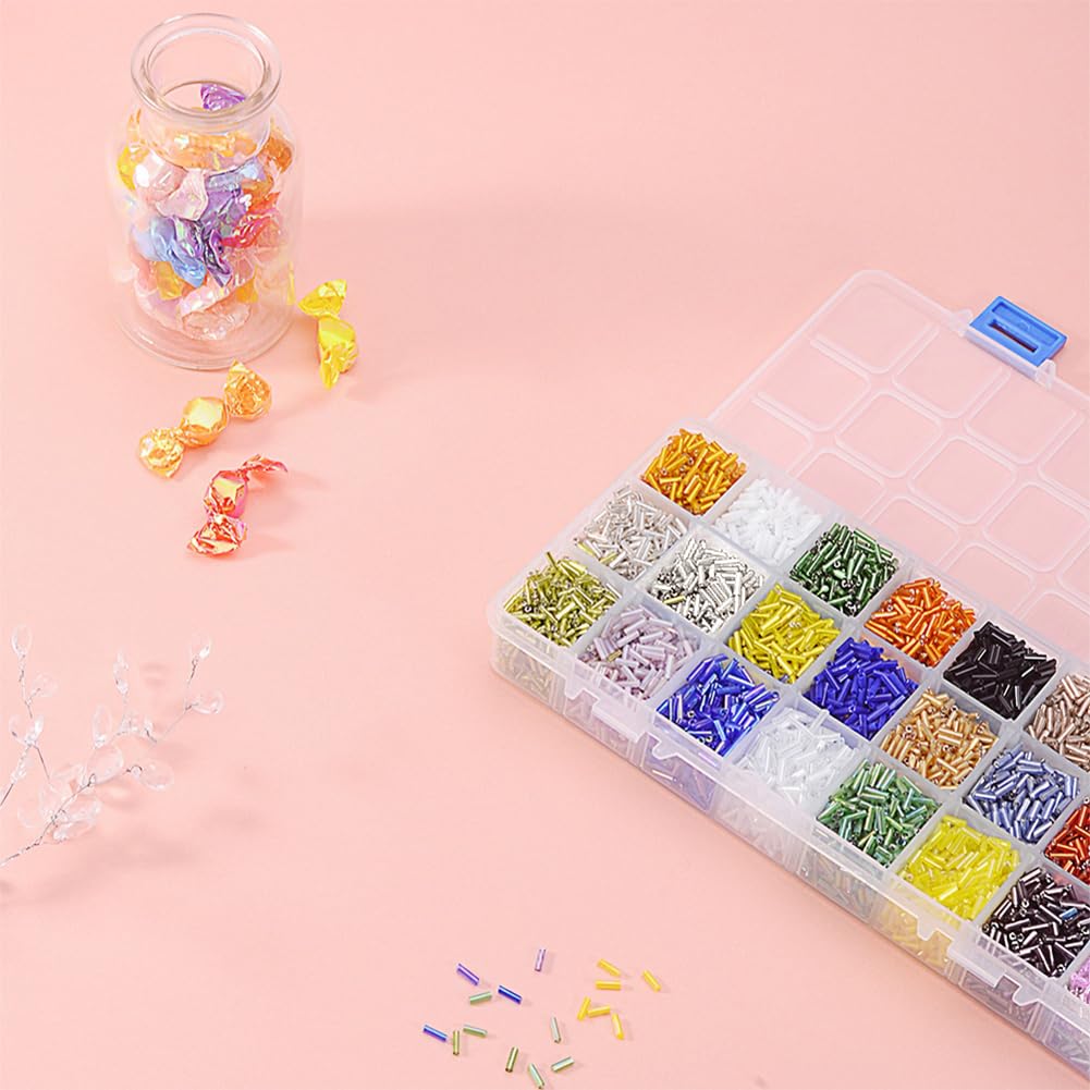 8400 Pcs 24 Colors Beading Bugle Seed Beads for Jewelry Making
