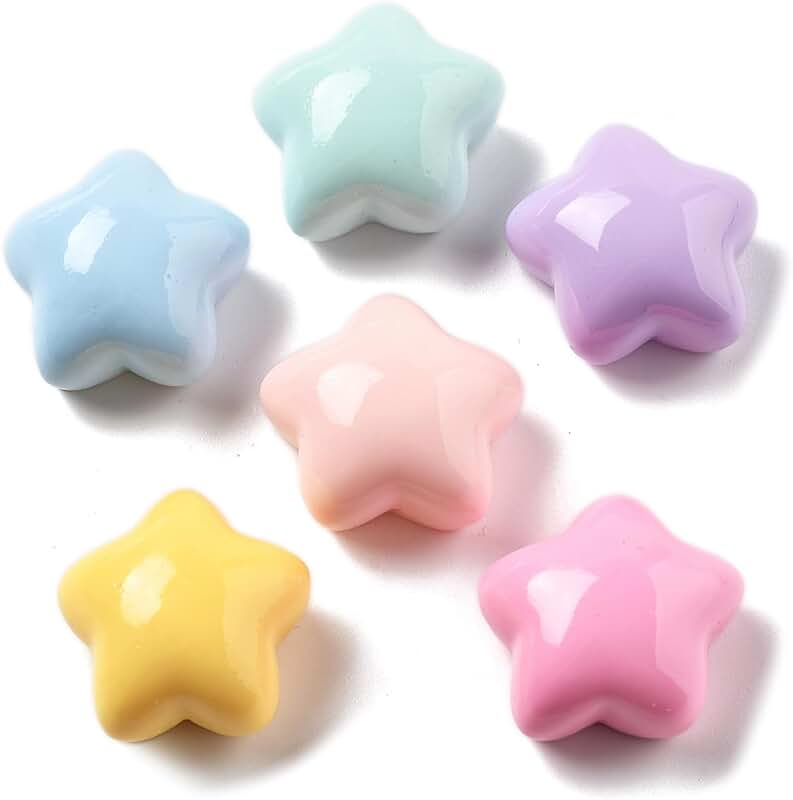 100 Mixed Color Star-Shaped Resin Cabochons for Crafts