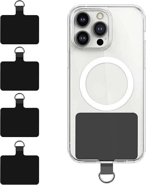 Set of 4 PVC Phone Tether Pads with D-Ring Lanyards