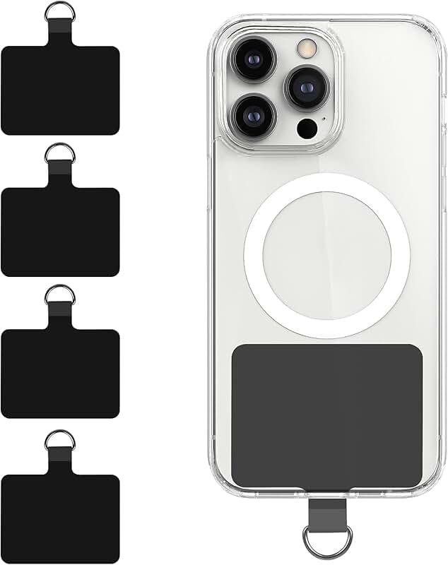 Set of 4 PVC Phone Tether Pads with D-Ring Lanyards