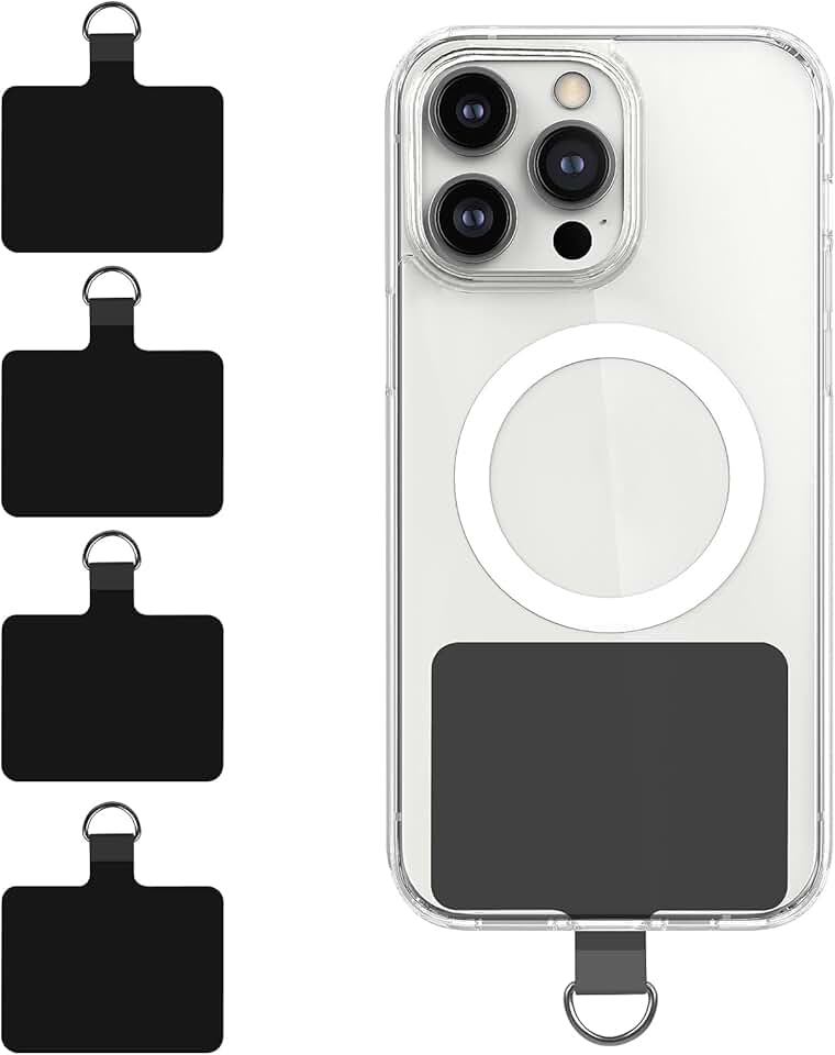 Set of 4 PVC Phone Tether Pads with D-Ring Lanyards