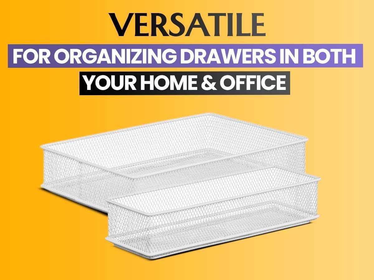 Silver Mesh Drawer and Shelf Organizer Bins