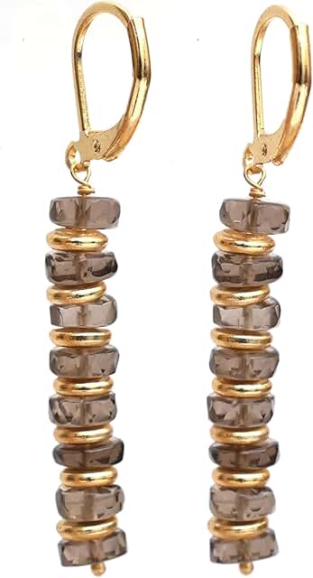 Elegant Handmade Beaded Dangle Earrings with Gemstones