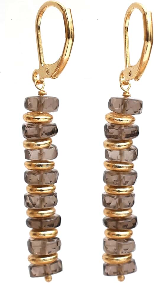 Elegant Handmade Beaded Dangle Earrings with Gemstones