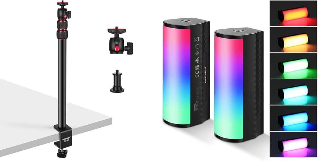 2 Pack RGB Handheld Light Wands with Mounts