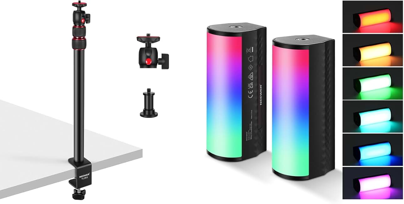 2 Pack RGB Handheld Light Wands with Mounts