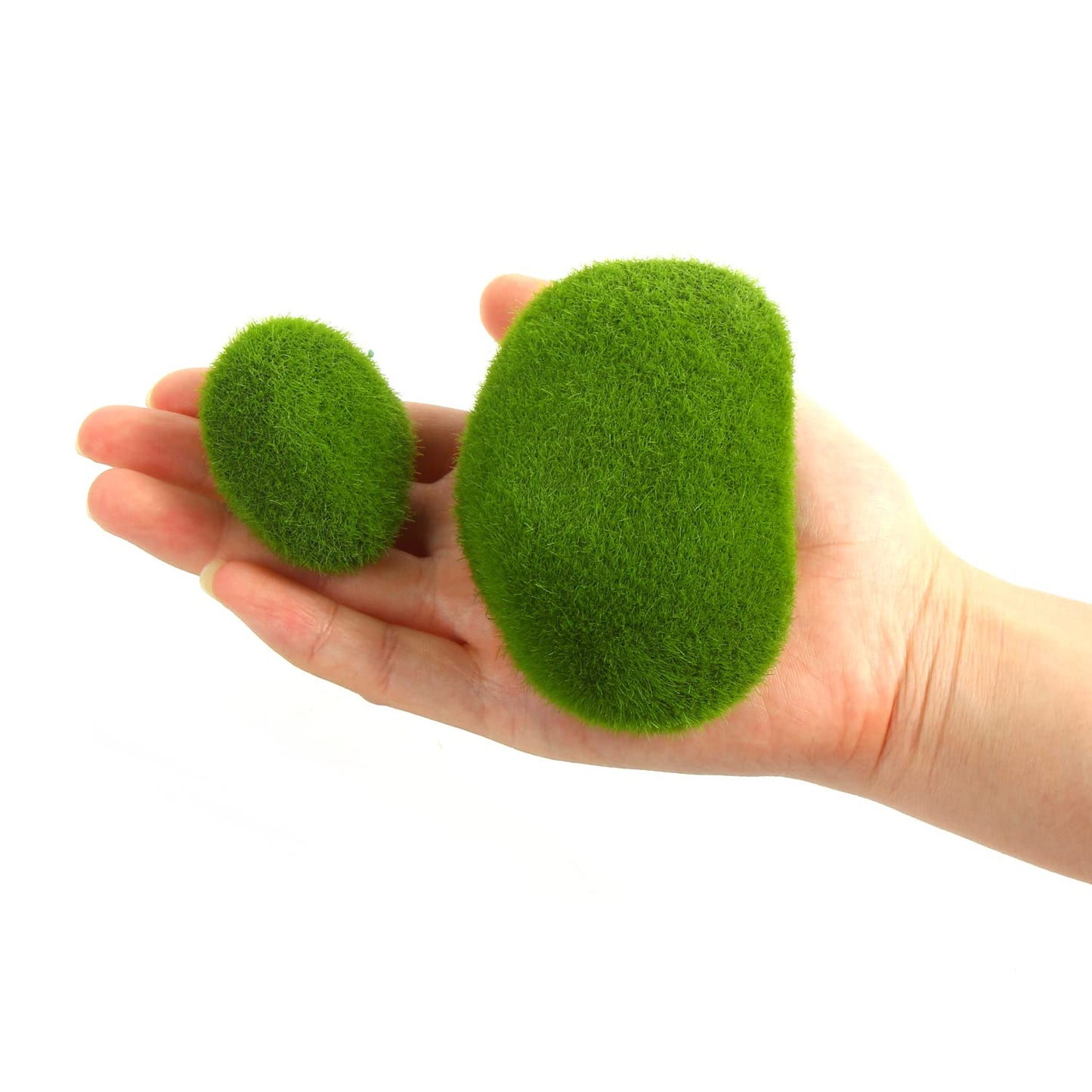 40pcs Green Moss Rocks Set in 7 Sizes for Decor and Landscaping